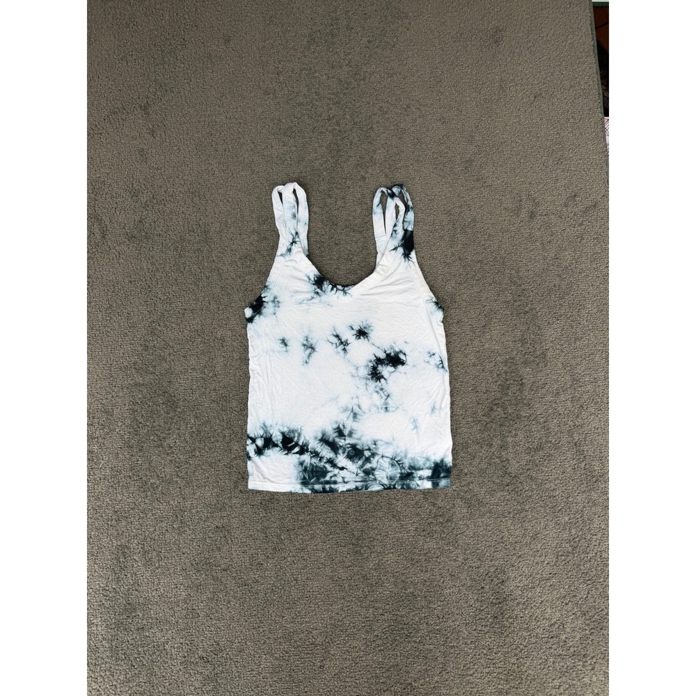American Eagle AEO First Essentials Tie Dye V-Neck Tank Top Black White Small
